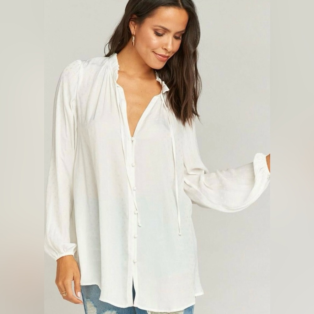Show Me Your MuMu White Button-Up Blouse